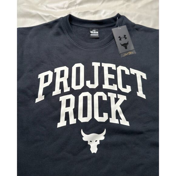 Under Armour Men Medium Project Rock Crew Sweatshirt Heavyweight Short Sleeve - Picture 4 of 6